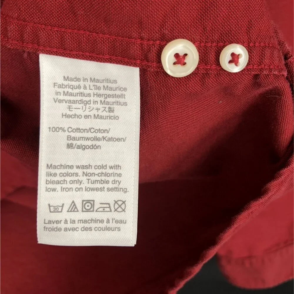 J. Crew Mens Slim Fit American Pima Cotton Button-Up Shirt XL Burgundy Red H4747